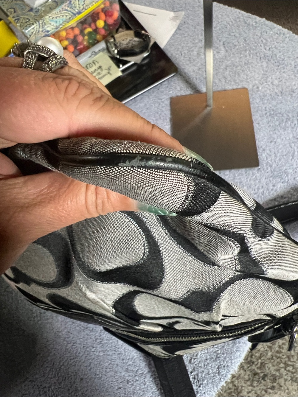 Coach Poppy Signature Canvas Crossbody in Black & Cream - Picture 8 of 8